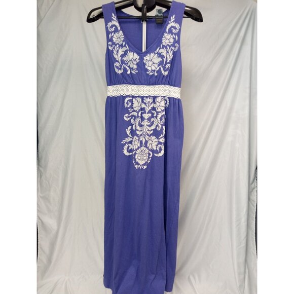 Currants Women's Purple White Floral Sleeveless Maxi Dress Size Small - Picture 1 of 6